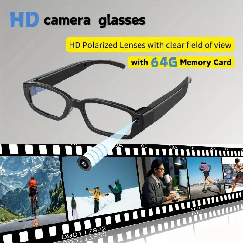 Cam Glasses - 080p HD Video Recording Spy Sunglasses – Hidden Camera Eyewear with Polarized UV400 Lenses – Discreet Wearable Camera for Sports, Vlogging, and Security
