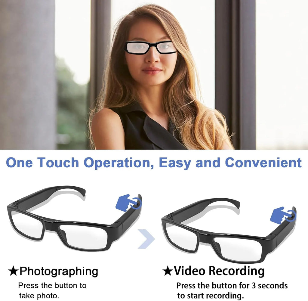 Cam Glasses - 080p HD Video Recording Spy Sunglasses – Hidden Camera Eyewear with Polarized UV400 Lenses – Discreet Wearable Camera for Sports, Vlogging, and Security