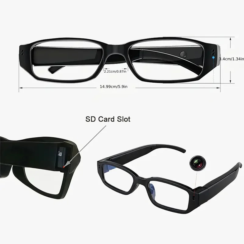 Cam Glasses - 080p HD Video Recording Spy Sunglasses – Hidden Camera Eyewear with Polarized UV400 Lenses – Discreet Wearable Camera for Sports, Vlogging, and Security