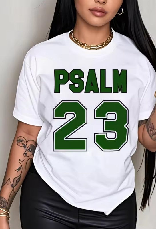 Psalm 23 Oversized Graphic T-Shirt – Premium Cotton Christian Streetwear – Faith-Based Unisex Charcoal Gray Tee – Inspirational Bible Verse Aesthetic Top